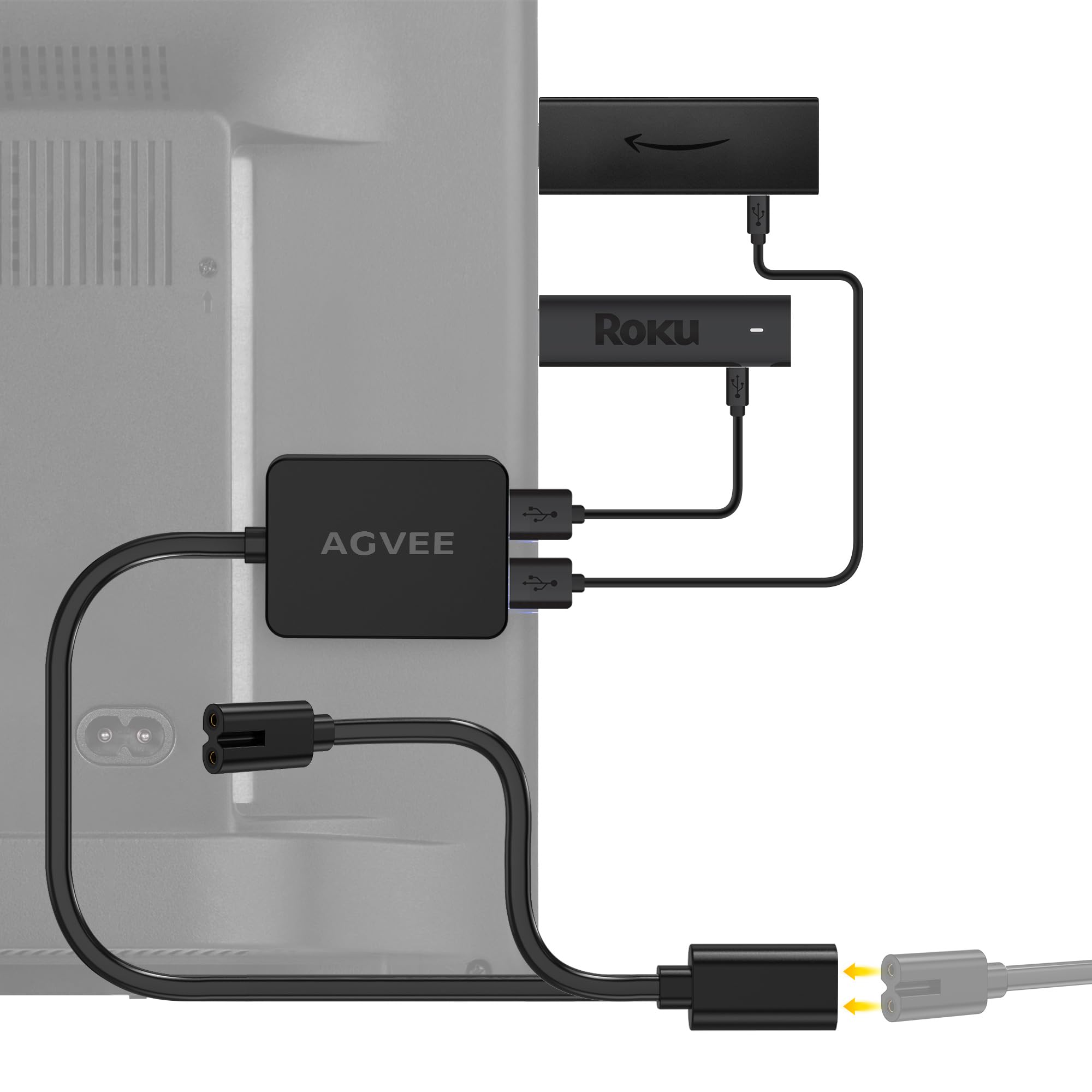 Amazon.com: AGVEE 4ft Dual USB Power Adapter for Fire TV Stick
